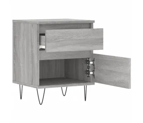 Naktsskapītis, Pelēka Ozolkoka, 40X35X50 Cm, Inženierijas Koks Vidaxl