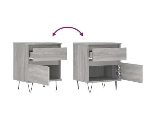 Naktsskapītis, Pelēka Ozolkoka, 40X35X50 Cm, Inženierijas Koks Vidaxl