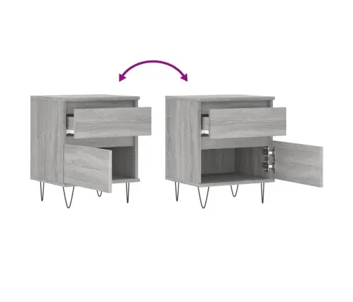 Naktsskapīši, 2 Gab., Pelēcīgi, 40X35X50 Cm, Inženierijas Koks Vidaxl