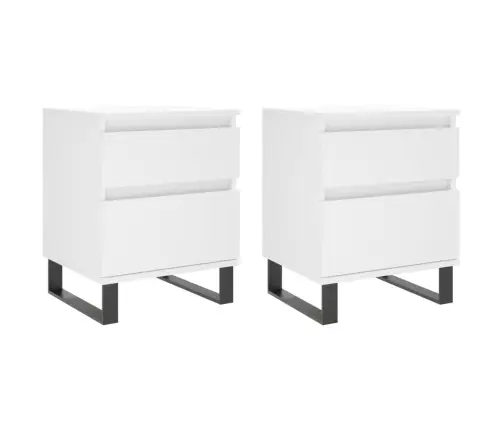 Naktinės Spintelės, 2Vnt., Baltos, 40X35X50cm Apdirbta Mediena Naktinės Spintelės, 2Vnt., Baltos, 40X35X50cm Apdirbta Mediena