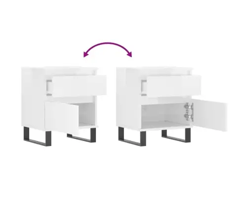 Naktinės Spintelės, 2Vnt., Baltos, 40X35X50cm Apdirbta Mediena