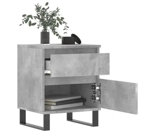 Naktsskapītis, Betona Pelēks, 40X35X50 Cm, Inženierijas Koks Vidaxl