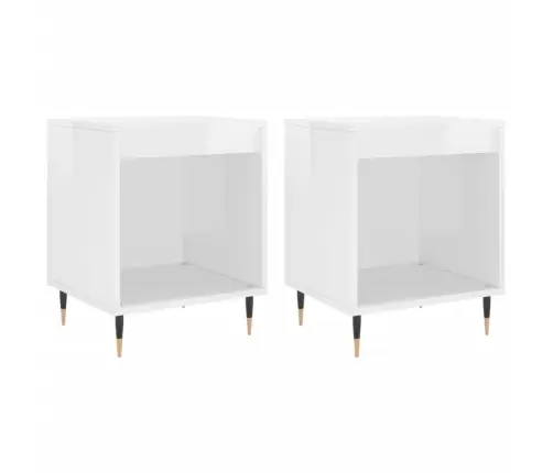 Naktsskapīši, 2 Gab. Spīdīgi Balti 40X35X50Cm Inženierijas Koks Vidaxl