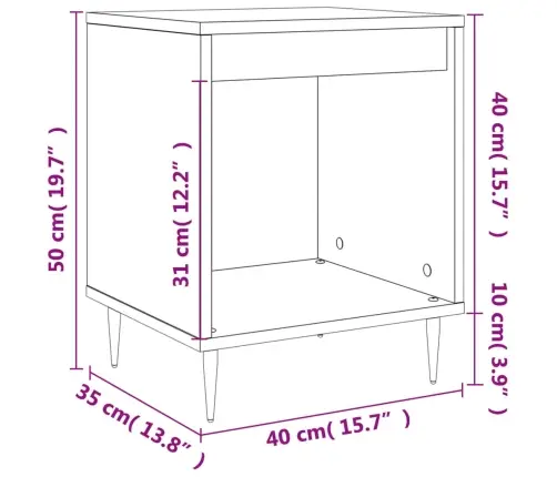 Naktsskapītis, Betona Pelēks, 40X35X50 Cm, Inženierijas Koks Vidaxl