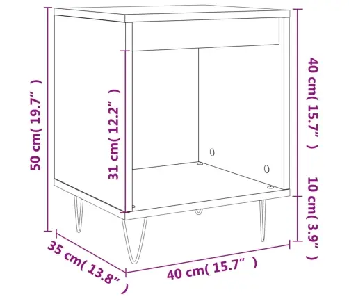 Naktinės Spintelės, 2Vnt., Pilkos Ąžuolo, 40X35X50cm Mediena