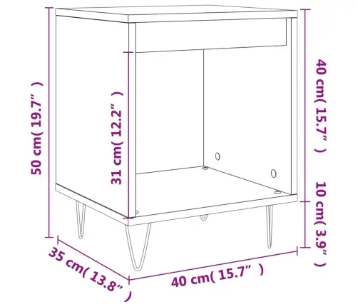 Naktinė Spintelė, Ruda Ąžuolo, 40X35X50cm Apdirbta Mediena Naktinė Spintelė, Ruda Ąžuolo, 40X35X50cm Apdirbta Mediena