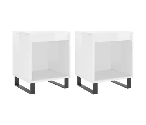 Naktsskapīši, 2 Gab. Spīdīgi Balti 40X35X50Cm Inženierijas Koks Vidaxl