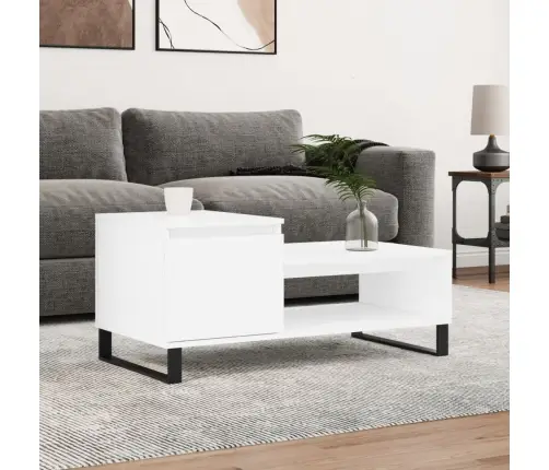 Kafijas Galdiņš, Balts, 100X50X45 Cm, Inženierijas Koks Vidaxl