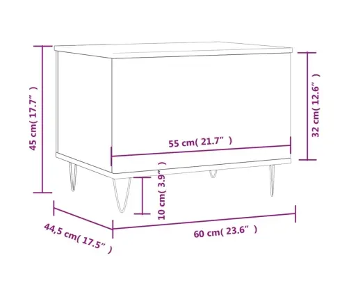 Kafijas Galdiņš, Melns, 60X44,5X45 Cm, Inženierijas Koks Vidaxl