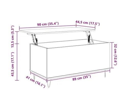 Kafijas Galdiņš, Kvēpināta Ozolkoka, 90X44,5X45 Cm Vidaxl
