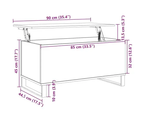 Kohvilaud, Pruun Tamm, 90 X 44,5 X 45 cm Tehispuit Kohvilaud, Pruun Tamm, 90 X 44,5 X 45 cm Tehispuit