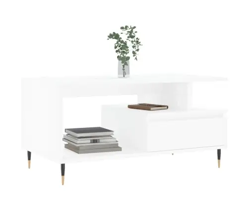 Kafijas Galdiņš, Balts, 90X49X45 Cm, Inženierijas Koks Vidaxl