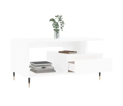 Kafijas Galdiņš, Balts, 90X49X45 Cm, Inženierijas Koks Vidaxl