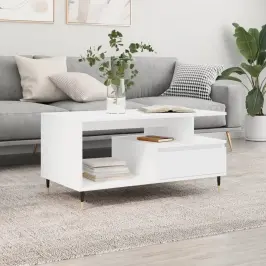 Kafijas Galdiņš, Balts, 90X49X45 Cm, Inženierijas Koks Vidaxl