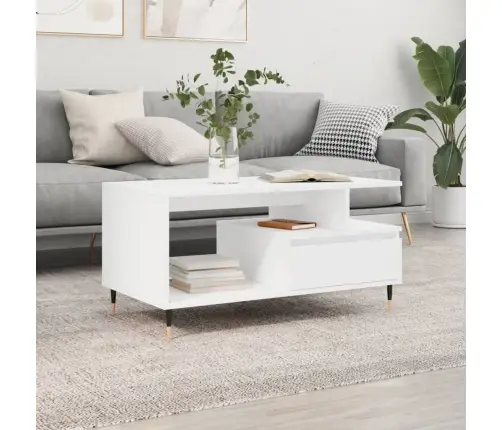 Kafijas Galdiņš, Balts, 90X49X45 Cm, Inženierijas Koks Vidaxl