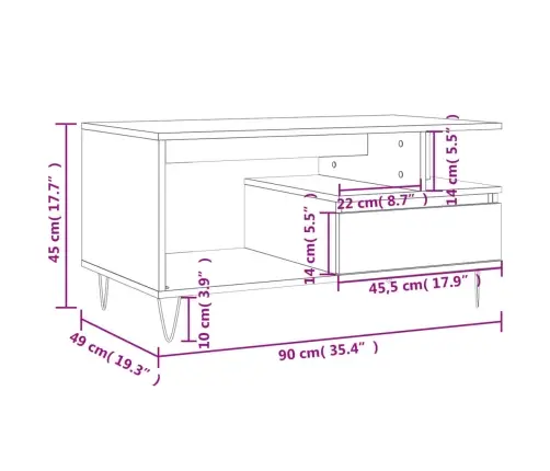 Kavos Staliukas, Baltos Spalvos, 90X49X45cm Apdirbta Mediena