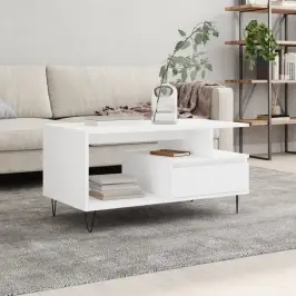 Kafijas Galdiņš, Balts, 90X49X45 Cm, Inženierijas Koks Vidaxl