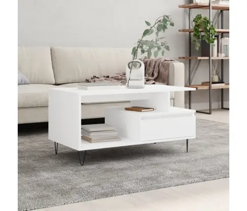 Kavos Staliukas, Baltos Spalvos, 90X49X45cm Apdirbta Mediena