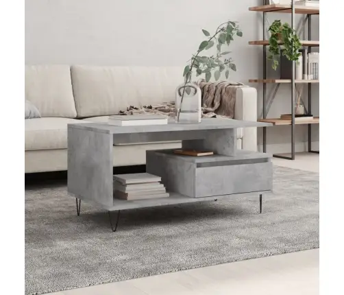 Kavos Staliukas, Betono Pilkas, 90X49X45cm Apdirbta Mediena