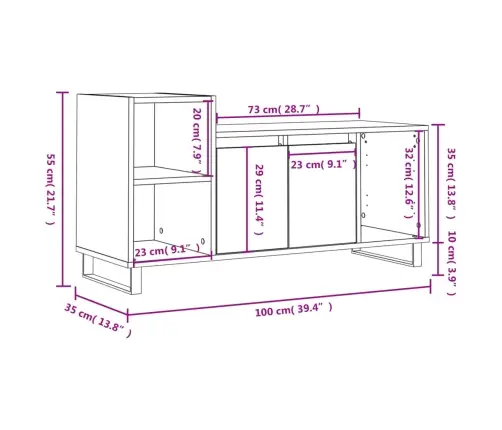 Tv Skapītis, Ozolkoka Krāsa, 100X35X55 Cm, Inženierijas Koks Vidaxl