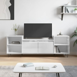 Tv Skapītis, Spīdīgi Balts, 160X35X55 Cm, Inženierijas Koks Vidaxl