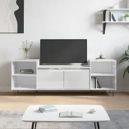 Tv Skapītis, Spīdīgi Balts, 160X35X55 Cm, Inženierijas Koks Vidaxl
