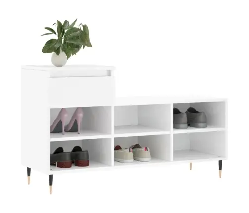 Apavu Plaukts, Spīdīgi Balts, 102X36X60 Cm, Inženierijas Koks Vidaxl