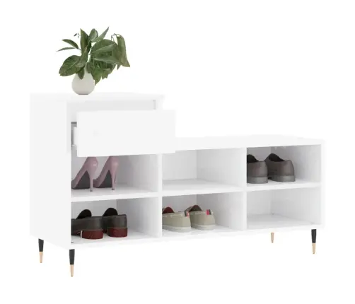 Apavu Plaukts, Spīdīgi Balts, 102X36X60 Cm, Inženierijas Koks Vidaxl