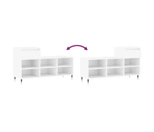 Apavu Plaukts, Spīdīgi Balts, 102X36X60 Cm, Inženierijas Koks Vidaxl