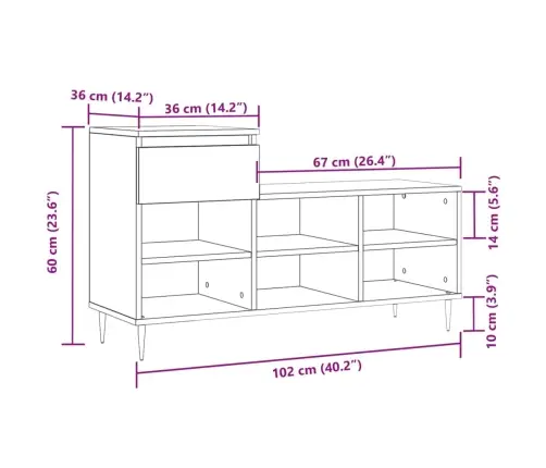 Kingakapp, Hall Sonoma Tamm, 102X36X60 cm Tehispuit