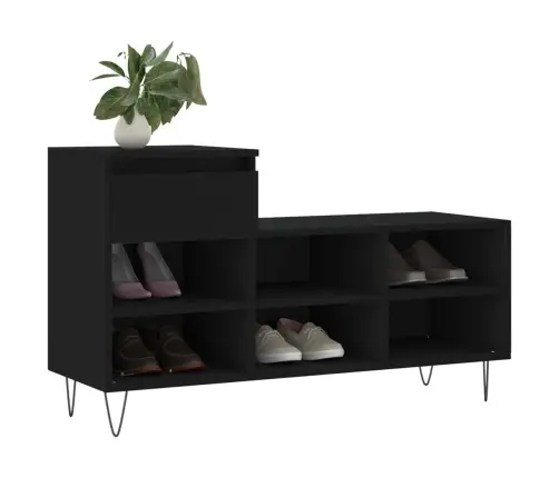 Apavu Plaukts, Melns, 102X36X60 Cm, Inženierijas Koks Vidaxl