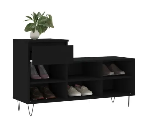 Apavu Plaukts, Melns, 102X36X60 Cm, Inženierijas Koks Vidaxl