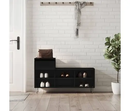 Apavu Plaukts, Melns, 102X36X60 Cm, Inženierijas Koks Vidaxl