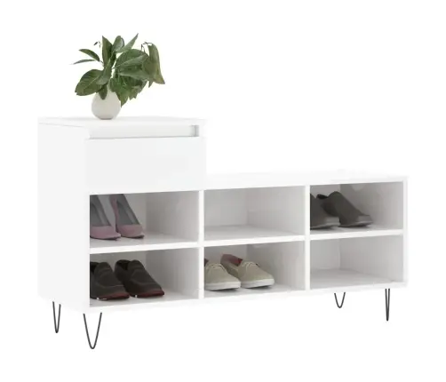 Jalatsikapp, Kõrgläikega Valge, 102X36X60 cm Tehispuit