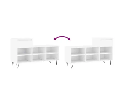 Jalatsikapp, Kõrgläikega Valge, 102X36X60 cm Tehispuit