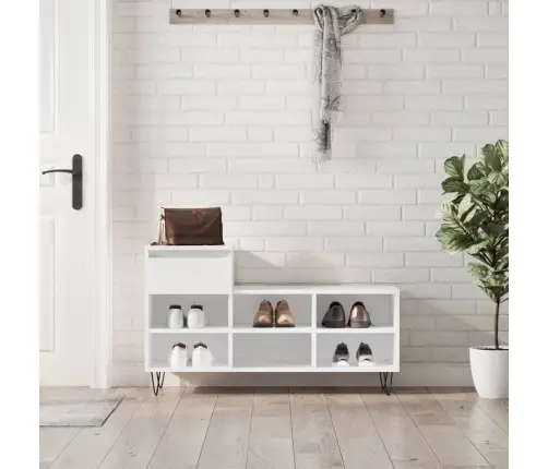 Jalatsikapp, Kõrgläikega Valge, 102X36X60 cm Tehispuit