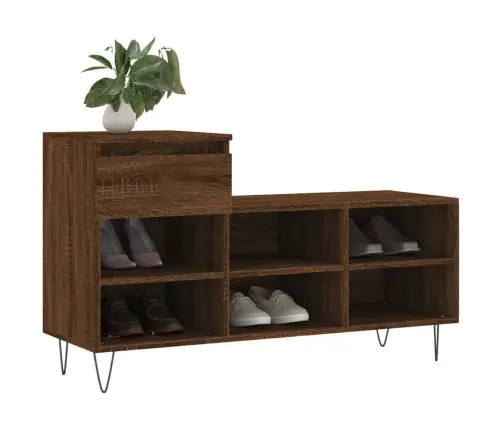 Apavu Plaukts, Brūna Ozolkoka, 102X36X60 Cm, Inženierijas Koks Vidaxl