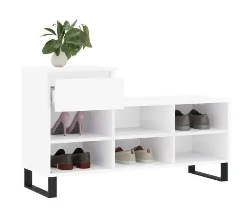 Spintelė Batams, Balta, 102X36X60cm Apdirbta Mediena, Blizgi