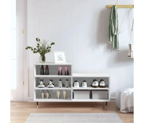 Apavu Plaukts, Spīdīgi Balts, 102X36X60 Cm, Inženierijas Koks Vidaxl