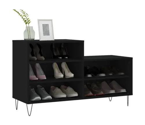 Apavu Plaukts, Melns, 102X36X60 Cm, Inženierijas Koks Vidaxl