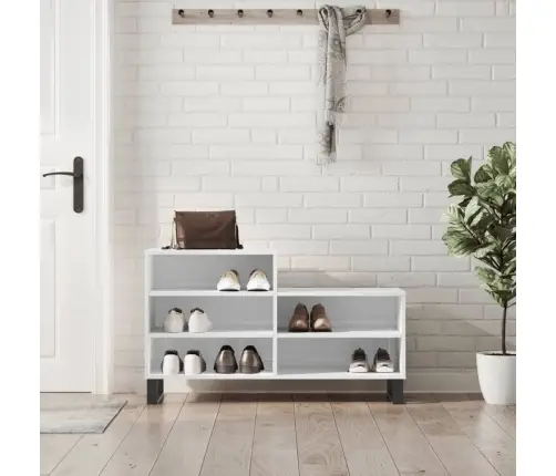 Apavu Plaukts, Spīdīgi Balts, 102X36X60 Cm, Inženierijas Koks Vidaxl