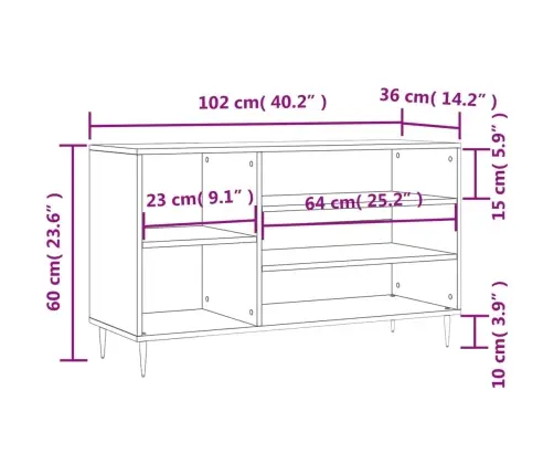 Apavu Plaukts, Melns, 102X36X60 Cm, Inženierijas Koks Vidaxl