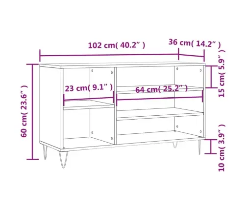 Apavu Plaukts, Melns, 102X36X60 Cm, Inženierijas Koks Vidaxl