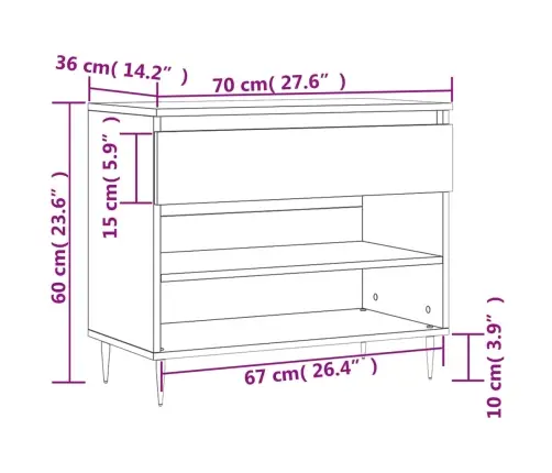 Jalatsikapp, Valge, 70 X 36 X 60 cm Tehispuit