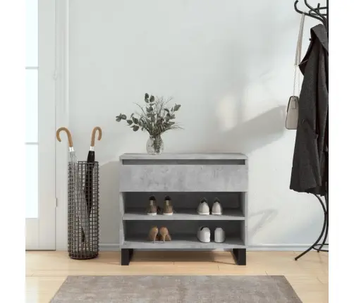 Apavu Plaukts, Betona Pelēks, 70X36X60 Cm, Inženierijas Koks Vidaxl