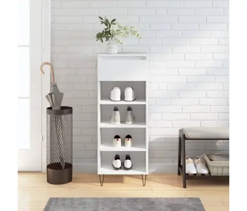 Apavu Skapītis, Spīdīgi Balts, 40X36X105 Cm, Inženierijas Koks Vidaxl