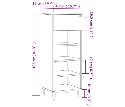 Spintelė Batams, Ruda Ąžuolo, 40X36X105cm Apdirbta Mediena