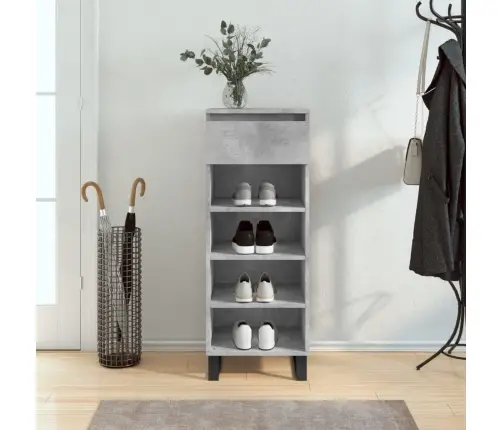 Apavu Plaukts, Betona Pelēks, 40X36X105 Cm, Inženierijas Koks Vidaxl