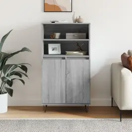 Augstais Skapītis, Pelēks, 60X36X110 Cm, Inženierijas Koks Vidaxl