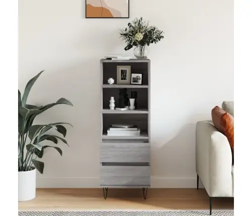 Augstais Skapītis, Pelēcīgs, 40X36X110 Cm, Inženierijas Koks Vidaxl